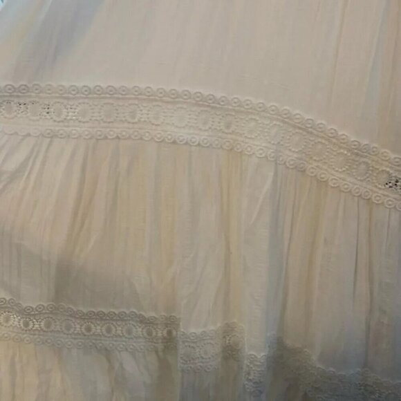 Lulu's Light Breeze White Striped Crochet Lace Tiered Maxi Dress XS - Picture 9 of 11
